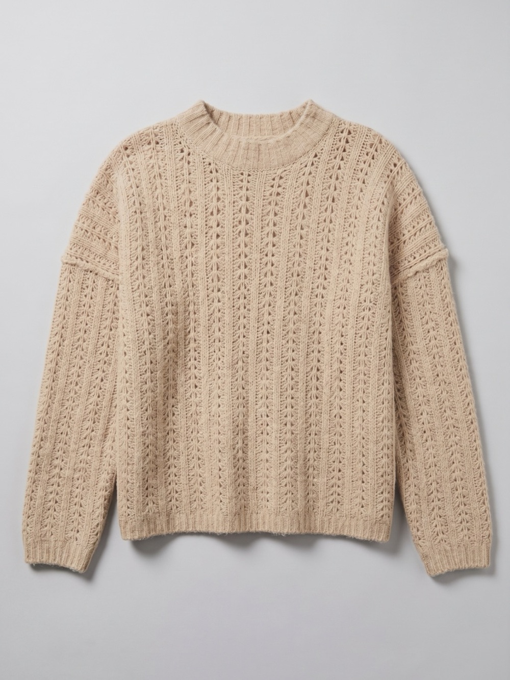 Open Knit Mock Neck Sweater